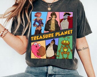 Camisa de grupo de personajes retro de Disney Treasure Planet, camisa familiar a juego de Disneyland WDW, Magic Kingdom, camisa de Animal Kingdom