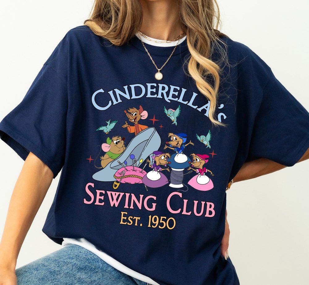 Vintage Disney Cinderella'S Sewing Club Est 1950 Shirt, Cute Disney Cinderella Jaq And Gus Shirt, Disneyland Trip, Disney Family Shirts New Fashion
