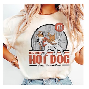 Disney Oliver & Company New York Hot Dog Poster T-Shirt, Disneyland Family Matching Shirt, Magic Kingdom, WDW Epcot Theme Park