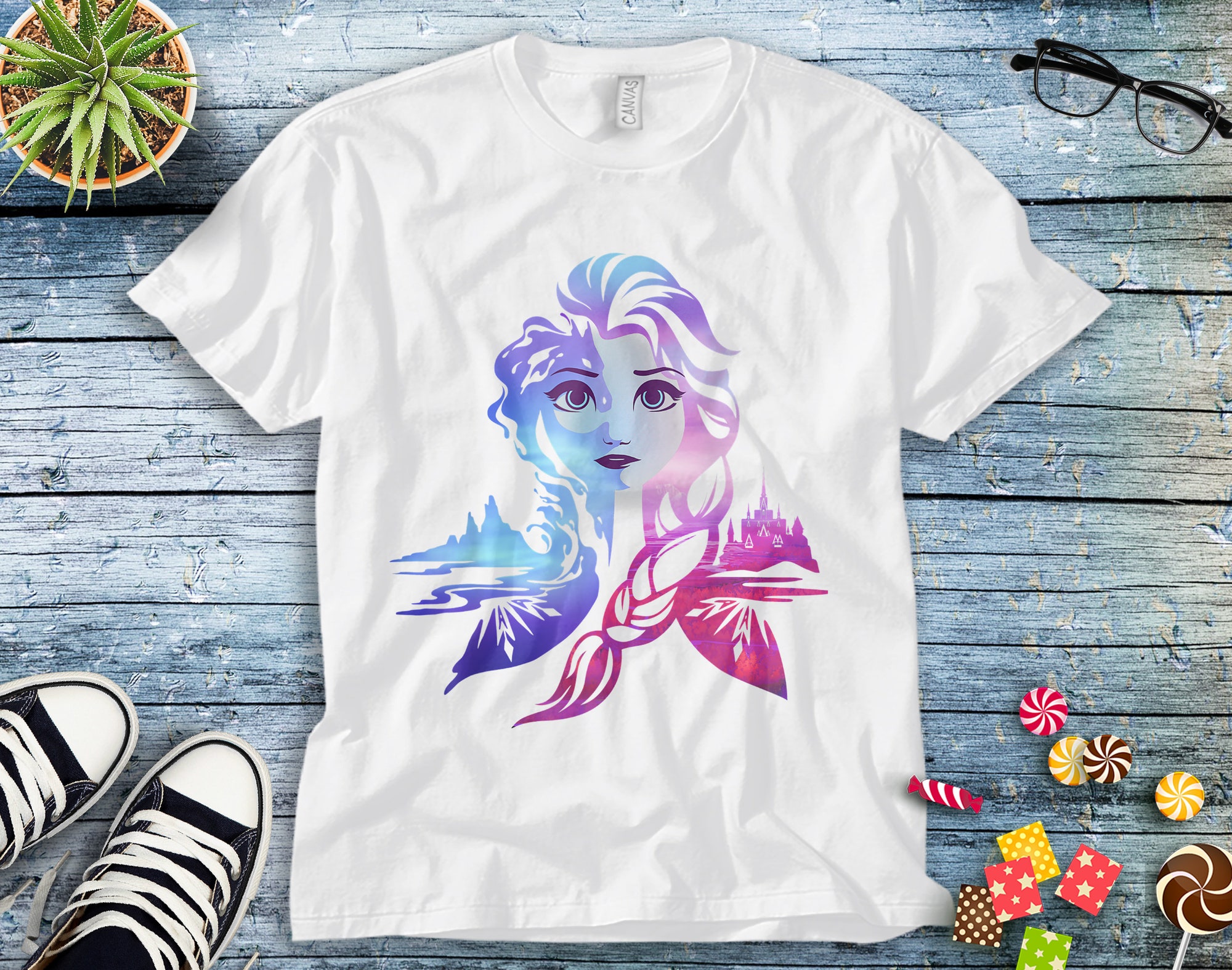 Disney Elsa Frozen 2 Portrait Grafik T-Shirt Disney Elsa Frozen 2 Portrait Grafik T-Shirt