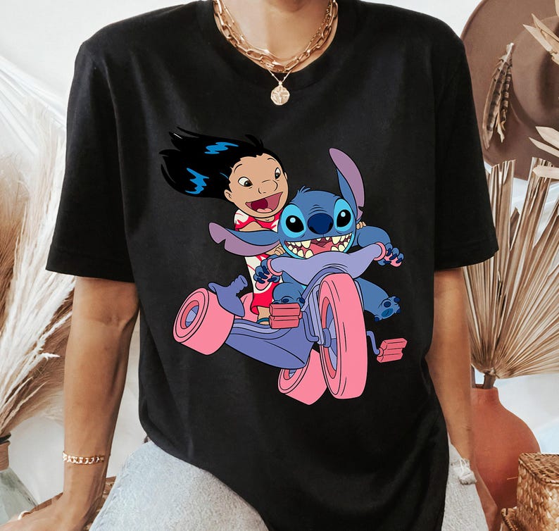 Disney Lilo And Stitch Bike Adventure Graphic Shirt, Disneyland Family Matching Shirt, Magic Kingdom Tee, WDW Epcot Theme Park image 3