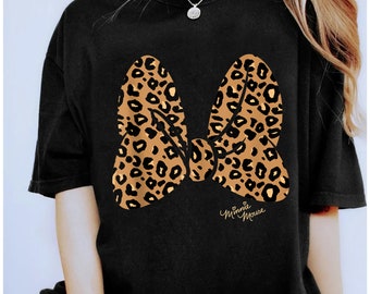 Disney Minnie Mouse Leopard Print Bow Minnie Friends Disneyland Family Matching Shirt, Magic Kingdom Tee, WDW Epcot Theme Park Shirt