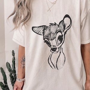 Retro Vintage Disney Bambi Sketch Portrait Shirt, Bambi Shirt, Disneyland Disney World Magic Kingdom Shirt, Birthday Party Present