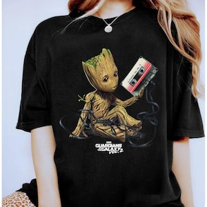 T-shirt portrait Marvel Guardians of the Galaxy Groot Tape, chemise assortie pour la famille Disneyland, t-shirt Magic Kingdom, chemise WDW pour parc à thème Epcot