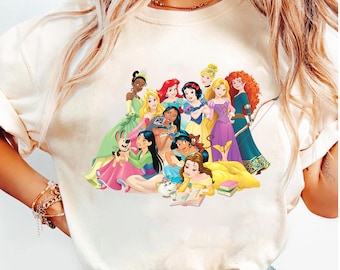 Camiseta a juego para la familia Disneyland: Blancanieves, Cenicienta, Aurora, Ariel, Bella, Jazmín, Tiana, Rapunzel, Mérida y Moana.