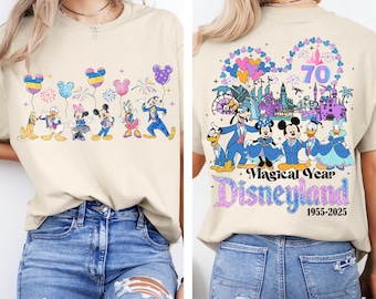 2-sided Disneyland 70th Anniversary Shirt, Mickey & Friends Disneyland Castle Platinum Celebration 1955-2026 Shirt, Disneyland Family Tee