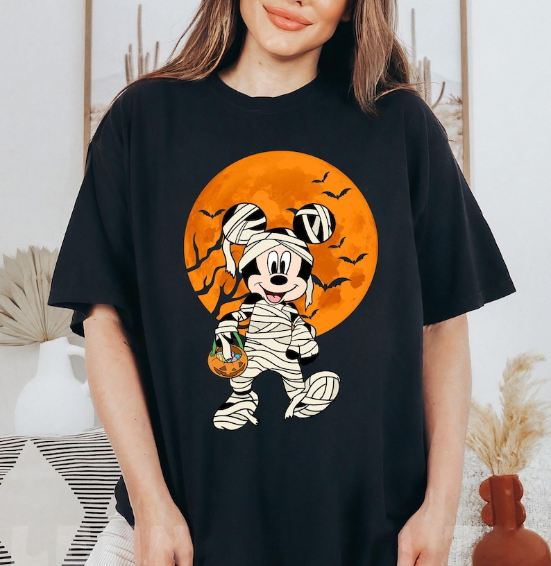 Disney Minnie Mouse Mickey Mouse Mummy Moon Pumpkin Lantern Halloween Shirt, Disneyland Halloween Matching Shirt, Halloween Party Gift 2026 image 2