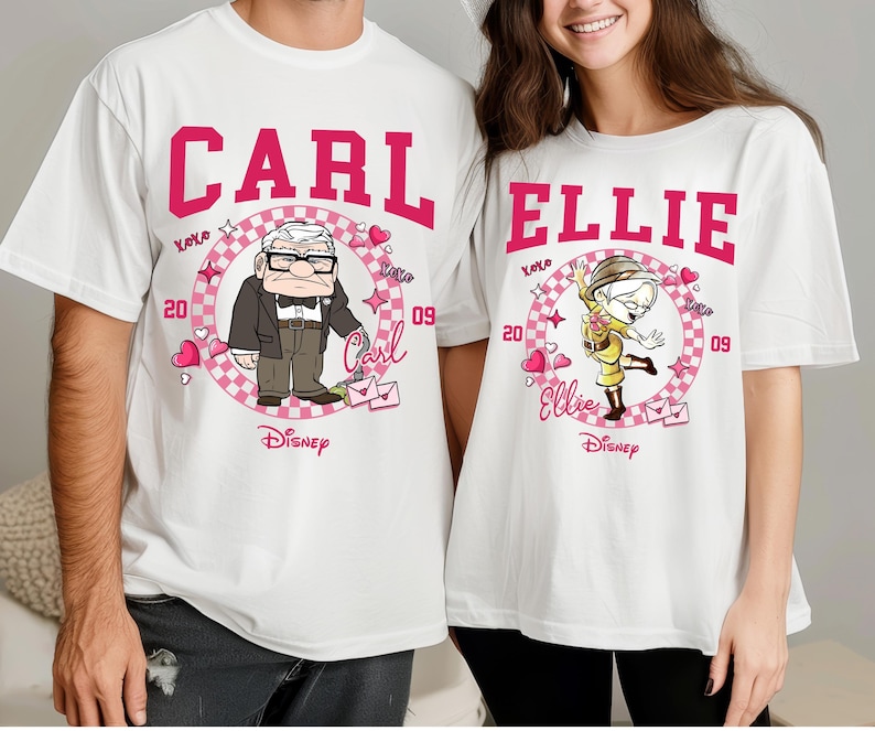 Disney Mickey en Minnie Love Hearts Valentine-shirt, Stitch & Angel Valentine-shirts, Max Roxanne-T-shirts voor koppels, bijpassende T-shirts voor Disney-koppels afbeelding 4