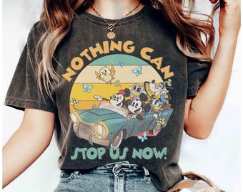 Camiseta retro de Disney Mickey y Minnie Runaway Railway, Nada puede detenernos ahora, Camiseta de Mickey y sus amigos, Camiseta con atuendo de Magic Kingdom Disneyland