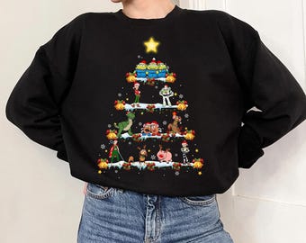Maglietta con albero di Natale e luci dei personaggi di Toy Story Disney, festa di Natale di Topolino 2026, maglietta coordinata per la famiglia a tema natalizio Disneyland