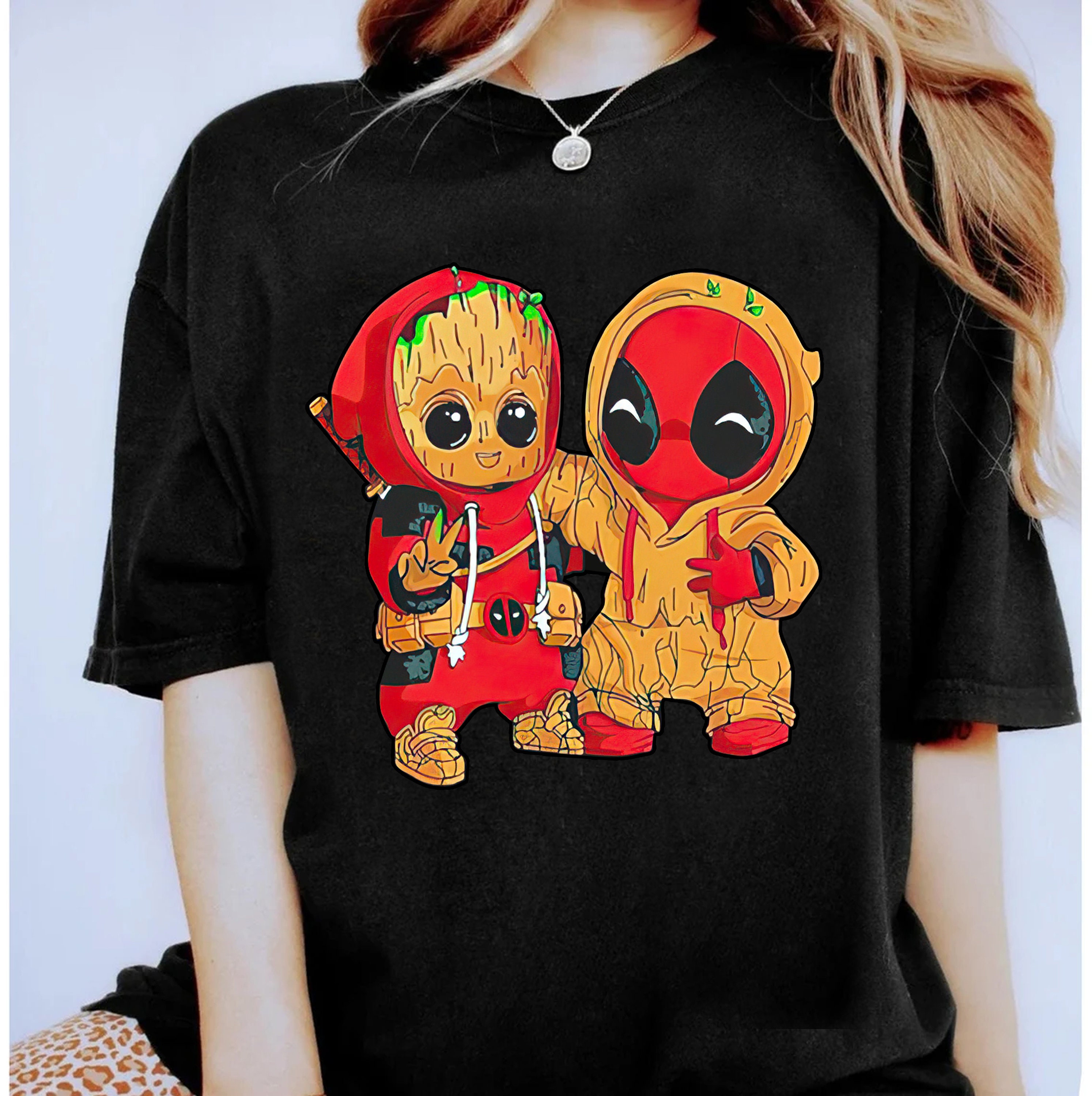 Deadpool and baby groot hoodie sale