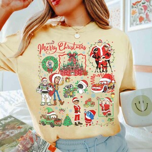 Disney Pixar Group Christmas Lights shirt, Disney Pixar Pier Christmas Tee, Cars Toy Story Inside Out Disneyland California Christmas Outfit image 4