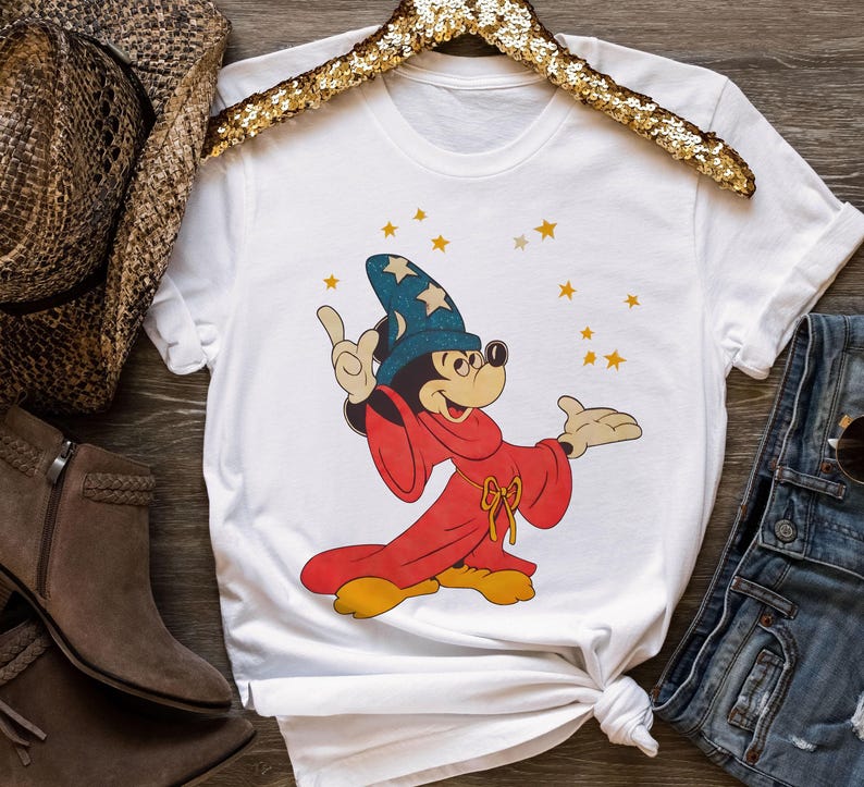 Retro Sorcerer Mickey Shirt, Magic Wizard Mickey, Fantasmic Disneyland Walt Disney's Fantasia Shirt, Disneyland Matching Family Shirt image 3