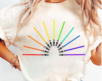 Star Wars Regenbogen Lichtschwerter T-Shirt, Star Wars Disneyland Familie Shirt, Magic Kingdom, BTW Epcot Freizeitpark Shirt