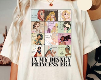 T-shirt aquarelle Disney à l'époque de ma princesse, chemise princesse Disney, belle, Ariel, Raiponce, aurore, Cendrillon, t-shirt voyage fille Disneyland