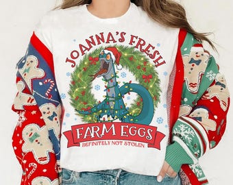 Camiseta Disney Joanna Rescuers Down Under con corona navideña, camiseta Joanna con huevos frescos de granja, divertida camiseta navideña de Disney, regalo para viaje a Magic Kingdom