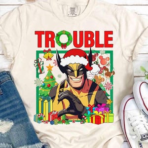 Marvel Wolverine And Deadpool Double Trouble Christmas Shirt, Marvel Christmas Costume Shirt, Disneyland Family Christmas Matching Shirt image 3