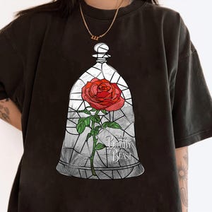 Disney Beauty And The Beast Stained Glass Enchanted Rose Shirt, Disneyland Family Matching Shirt, Magic Kingdom Tee, WDW Epcot Theme Park