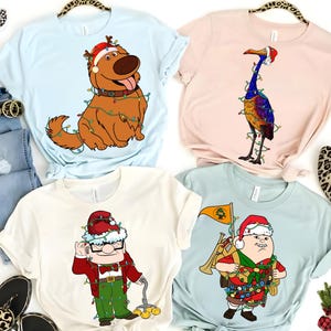 Disney Pixar Up Characters Dug and Kevin Carl Fredricksen Russell  Christmas Lights Shirt, Santa Dug Disney Family Christmas Matching Shirt