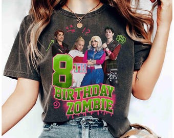 Camiseta personalizada de la película Zombies 4 de Disney Channel, El mejor cumpleaños de mi vida, Viaje de chicas a Disneyland, Zed y Addison, Victor y Nova, Póster de Zombies