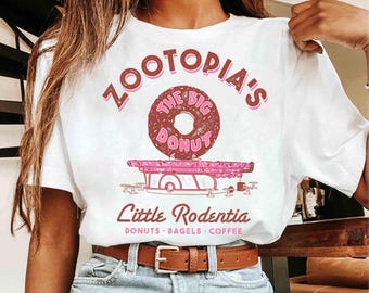 Camiseta vintage de Disney Zootopia The Big Donut Coffee Shop, camiseta Zootopia Protect The Herd, camiseta Judy Hopps, camiseta a juego para la familia Disneyland