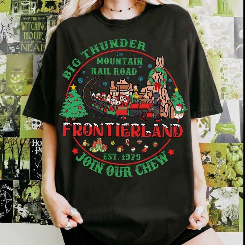 Retro Disney Mickey And Friends Big Thunder Mountain Railroad Est 1979 Christmas Shirt, Disneyland Christmas Matching Tee, Holiday Magic Tee image 3