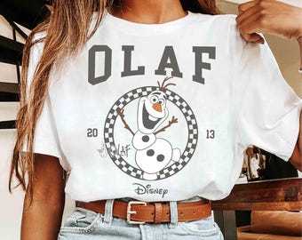 Koszulka retro Disney Frozen Olaf Est 2013 Classic Checkered Portrait, świąteczna koszulka Olaf, rodzinna koszulka pasująca do Disneylandu, park rozrywki Epcot