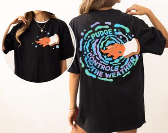 Camiseta de Lilo y Stitch de doble cara con el diseño de Pudge controlando el clima, camiseta de Lilo y Stitch, camiseta de Pudge el pez, camiseta familiar a juego de WDW Disneyland