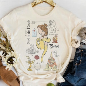 Disney Beauty And The Beast Characters Sketched T-Shirt, Princess Belle Shirt, Disneyland WDW Matching Family Shirt, Magic Kingdom
