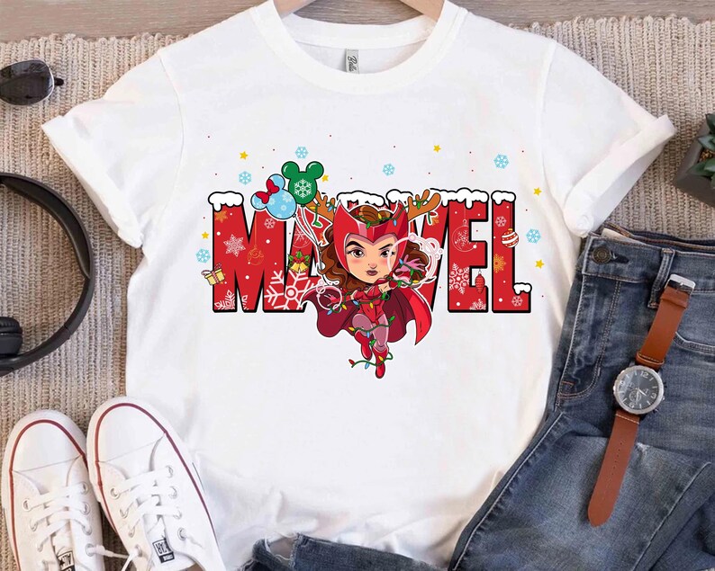 Marvel Characters Christmas Costume Shirt, Groot, Spider-Gwen, Spider-man, Hulk, Deadpool Xmas Lights, Disneyland Christmas Matching Shirt image 4