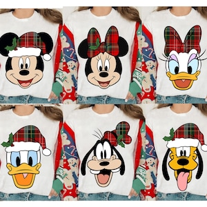 Disney Mickey and Friends Christmas Bow Plaid Holiday T-shirt, Mickey Minnie Christmas Costume Tee, Mickey's Very Merry Xmas Party 2025 Gift