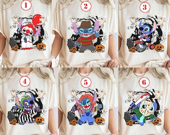 Maglietta con il costume di Stitch per Halloween, personaggi horror, maglietta con il costume di Stitch, maglietta abbinata per Halloween a Disneyland, festa di Topolino non così spaventosa