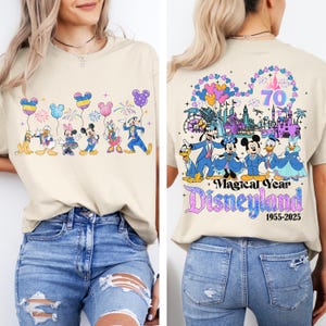 2-sided Disneyland 70th Anniversary Shirt, Mickey & Friends Disneyland Castle Platinum Celebration 1955-2025 Shirt, Disneyland Family Tee