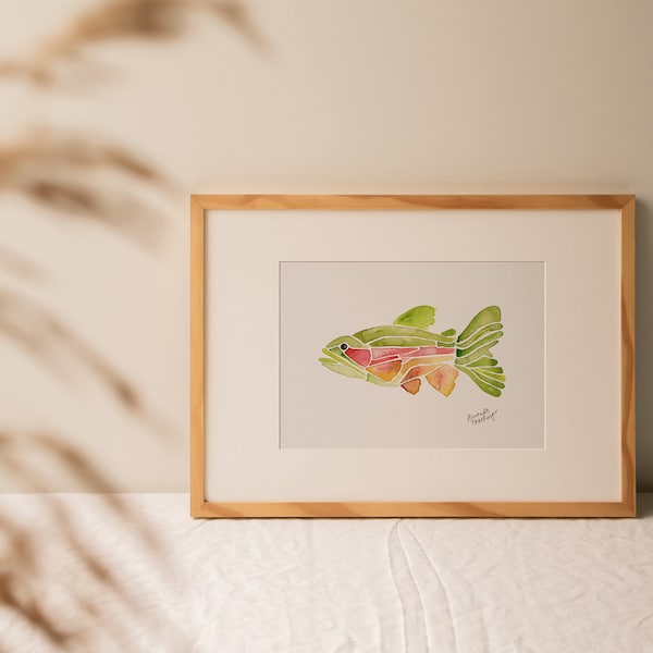 Watercolor Rainbow Trout Painting | Perfect Father's Day Gift | Fly Fishing Enthusiast