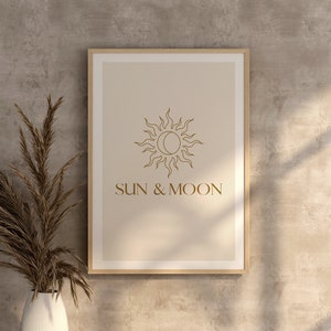 Spiritual Poster, Sun and Moon, Yoga Poster - for self-printing DIN A4 - DIN A3 ** Instant Download **