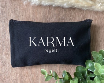 Kosmetiktasche - Karma regelt, Make-up Tasche, Stiftetasche, Geschenkidee