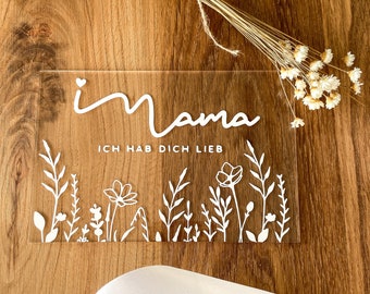 Acrylkarte für Mama, Acrylkarte Muttertag, personalisiert, DIN A6, mit Briefkuvert, etwas besonderes für Mama, Muttertag