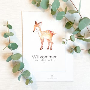 Karte zur Geburt - Willkommen auf der Welt l Junge Mädchen l Postkarte Geburt l Geschenk, Baby l Glückwunsch l DIN A6 l mit Briefkuvert