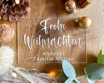 Weihnachtskarte Acrylglas, Xmas Card, Plexiglas, personalisiert, DIN A6, mit Briefkuvert