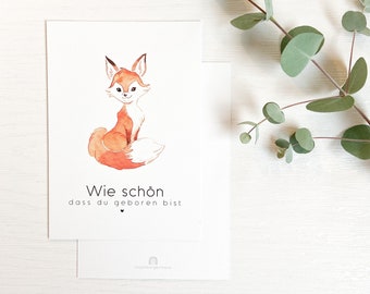 Karte zur Geburt - Wie schön dass du geboren bist, Postkarte Geburt, Geschenk, Baby, Glückwunsch, DIN A6, mit Briefkuvert