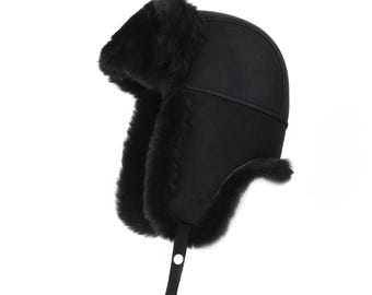 Sheepskin Aviator Russian Ushanka Mad Bomber Fur Winter Hat