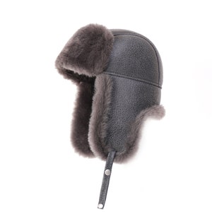 Trapper Hat Sheepskin Chapka Pilot Cap Russian Ushanka Ear Flap Winter Fur Hat Night Blue