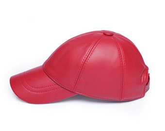 Rote Leder Baseballmütze Vatertagsgeschenk Trucker Cap Verstellbare klassische Snapback Dad Hat