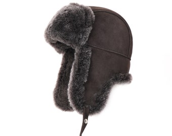 Chapeau de fourrure Ushanka Chapeau de trappeur en cuir Bomber Chapka Wintermützen Fellmütze Casquette d'hiver avec cache-oreilles