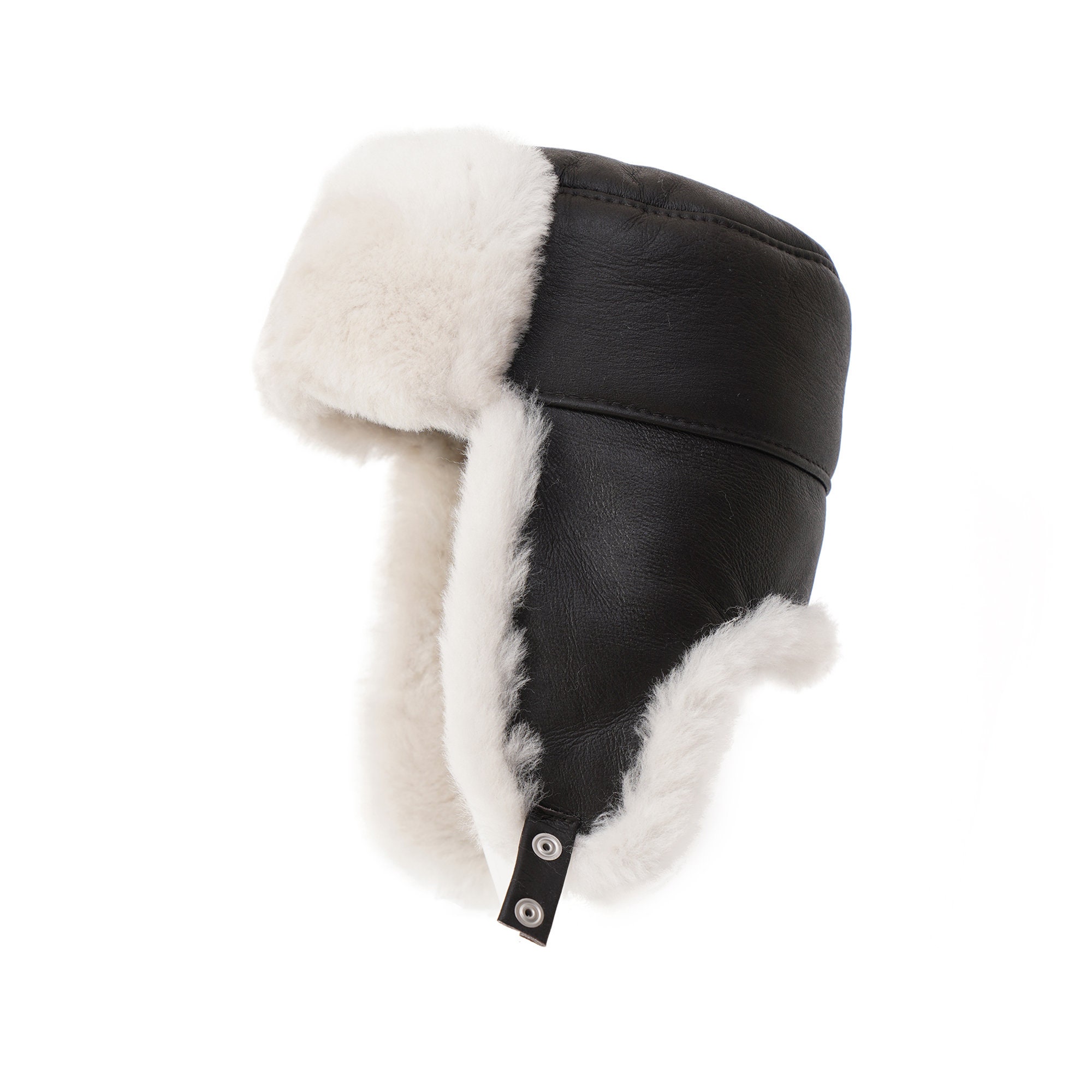 Fur Russian Ushanka Hat Sheepskin Leather Trapper Winter Cap - Etsy
