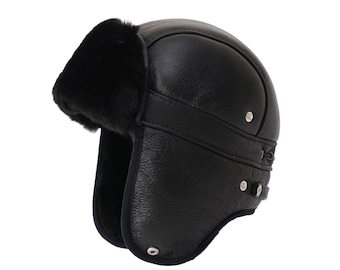 Sheepskin Aviator Russian Ushanka Mad Bomber Fur Winter Hat