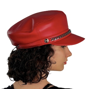 Womens Newsboy Hat - Fisherman Style Cap - Genuine Sheepskin Leather, Timeless Elegance