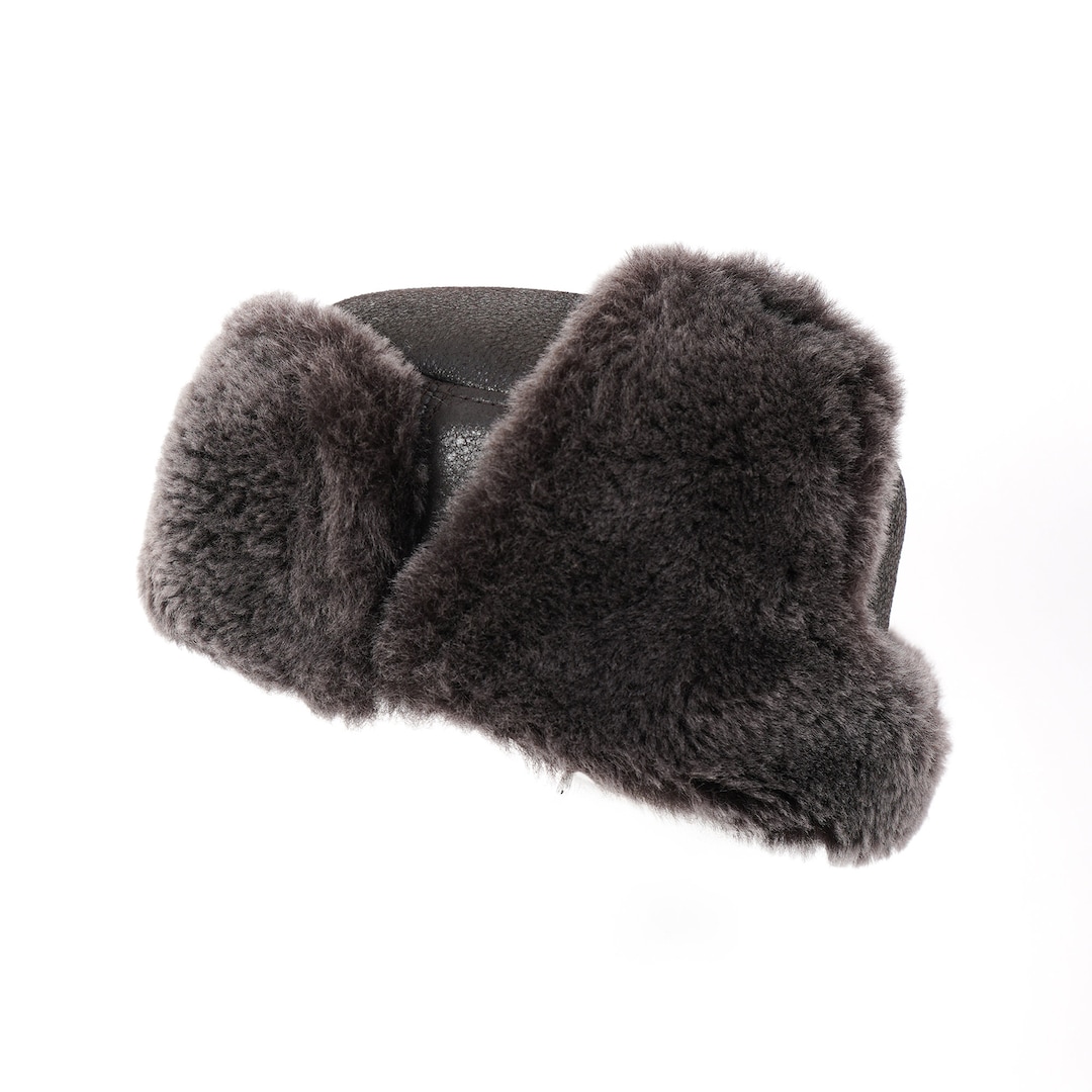 Fur Russian Ushanka Hat Sheepskin Leather Trapper Winter Cap - Etsy