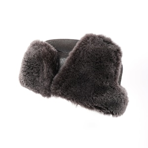 Leather Russian Ushanka Sheepskin Trapper Winter Shearl Hat image 4