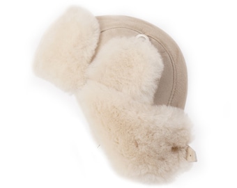Chapeau de trappeur Ushanka Earflap Cap - Winter Fur Bomber Aviator Style Suede Unisex Hat